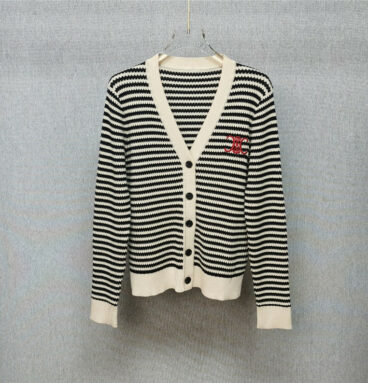 celine V-neck striped logo knitted cardigan