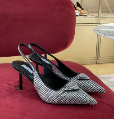 prada classic full diamond heeled sandals