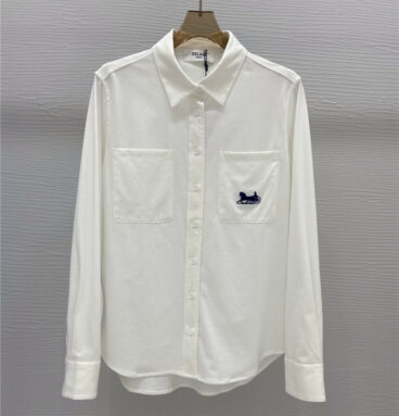 celine embroidered carriage lapel casual shirt