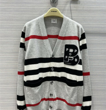 burberry embroidered logo striped sweater