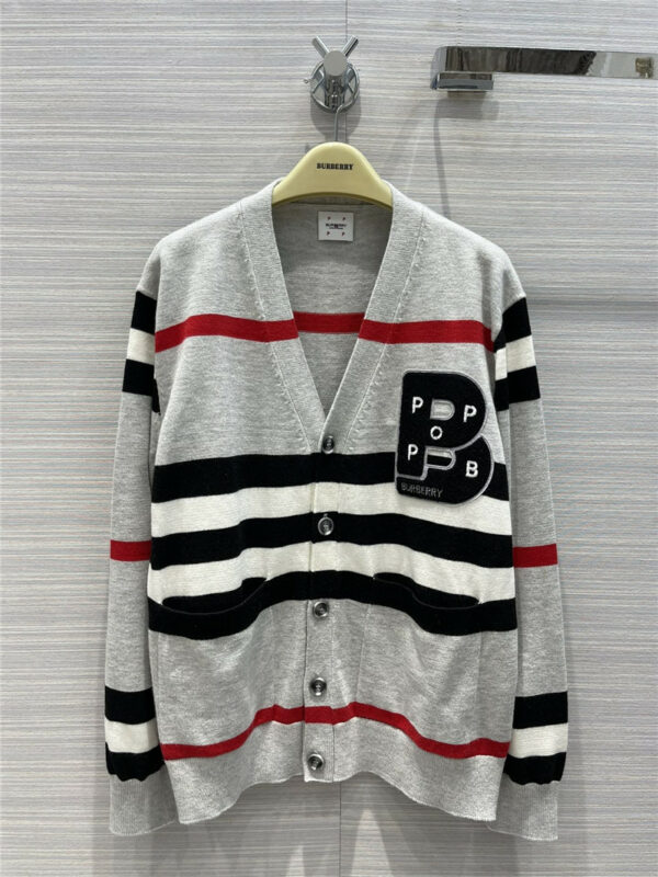 burberry embroidered logo striped sweater