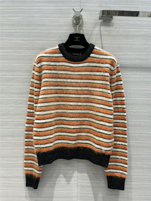 chanel striped knitted sweater