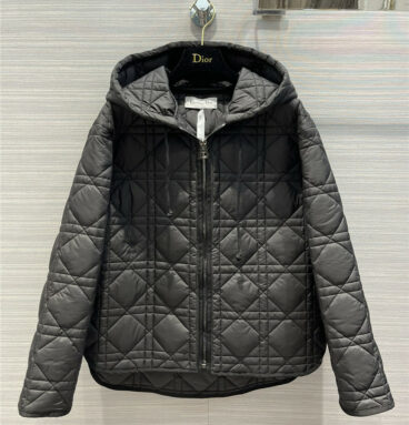 hooded dior checked quilted quilted jacket