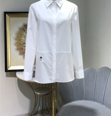 dior embroidered bee cotton shirt