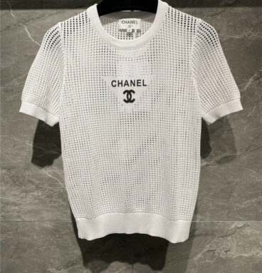 chanel cutout round neck knitted short sleeve