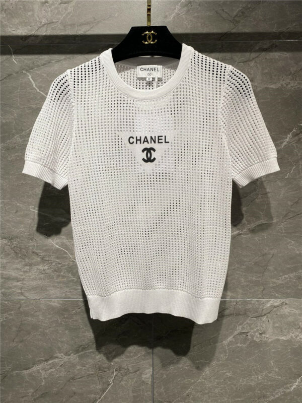 chanel cutout round neck knitted short sleeve