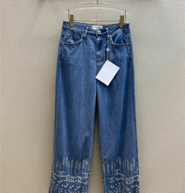 chanel print pattern jeans