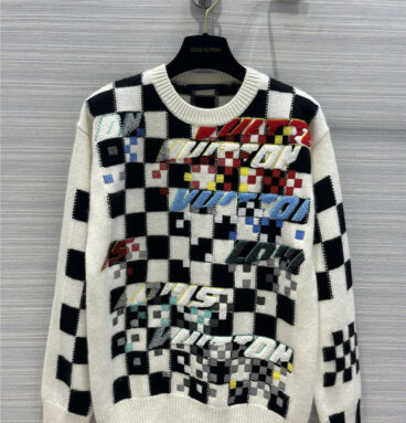 louis vuitton lv cashmere colorful embroidery sweater