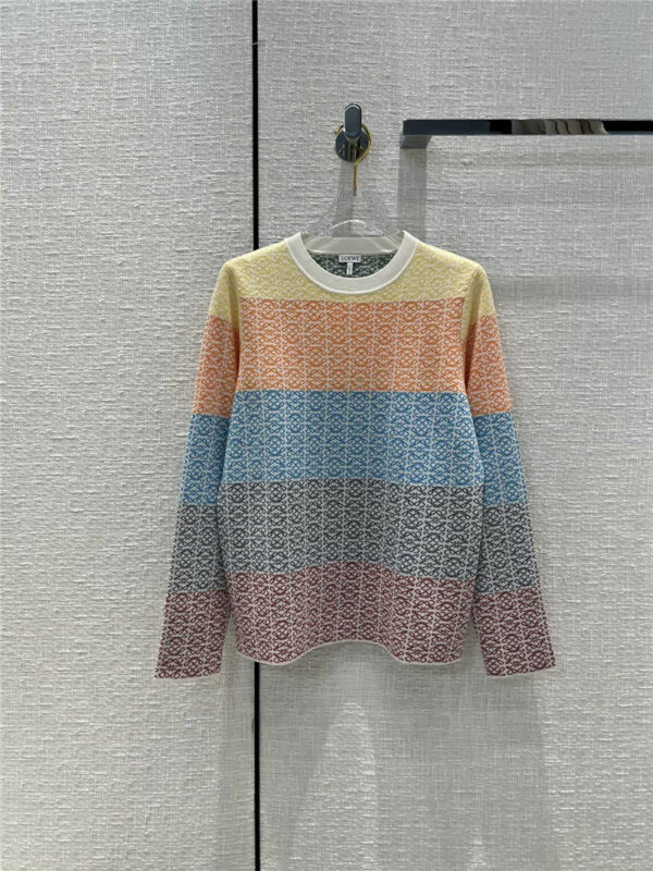 loewe rainbow striped logo sweater