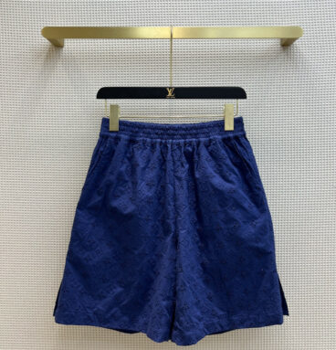 louis vuitton lv blue logo embroidery shorts