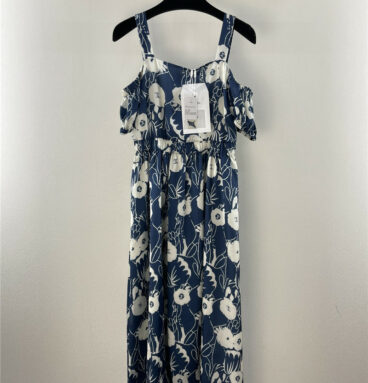 chanel print resort island suspender dress