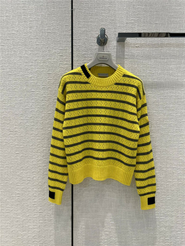 moncler striped open-knit cashmere sweater