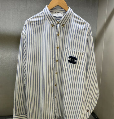 chanel logo striped shirt