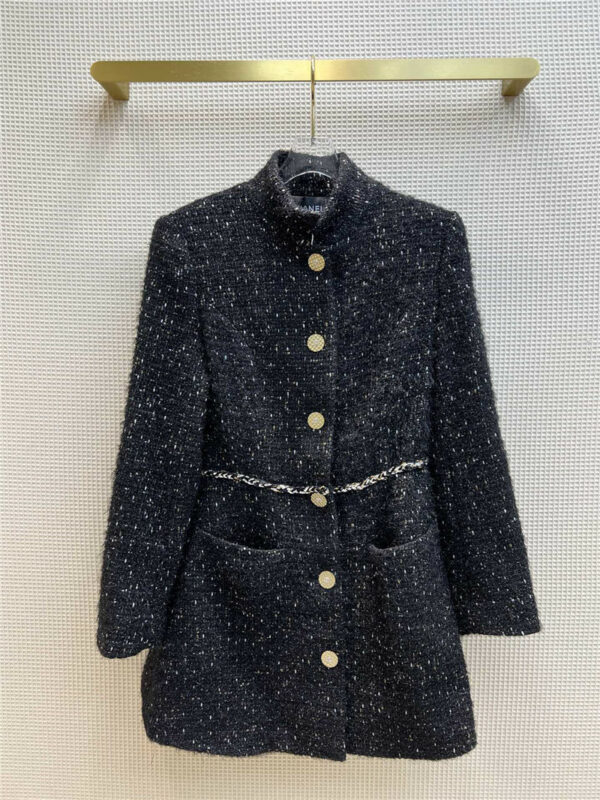 chanel chain mid-length tweed waist coat