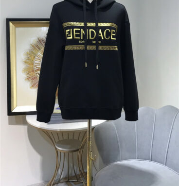 fendi versace gold embroidered logo hoodie