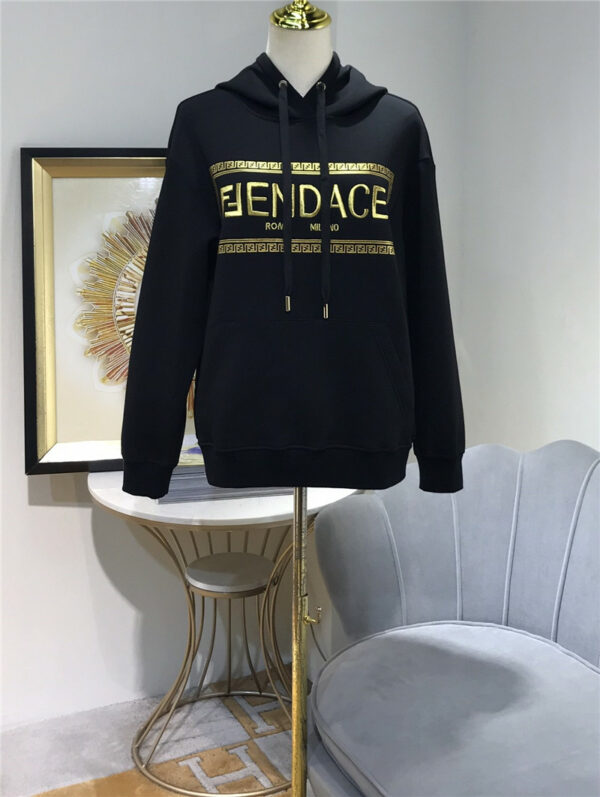fendi versace gold embroidered logo hoodie