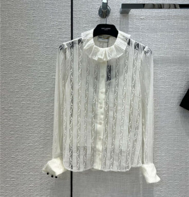 ysl jacquard lace white shirt