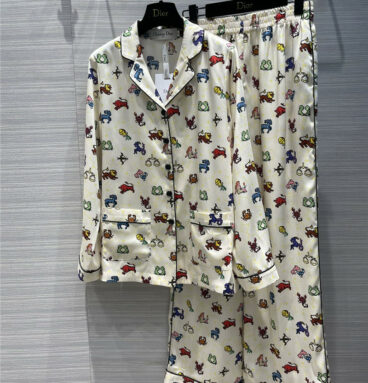 dior print pajama style long sleeve suit