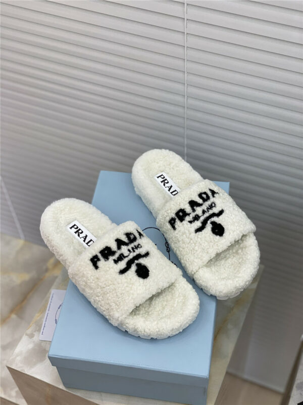 prada embroidered logo slippers
