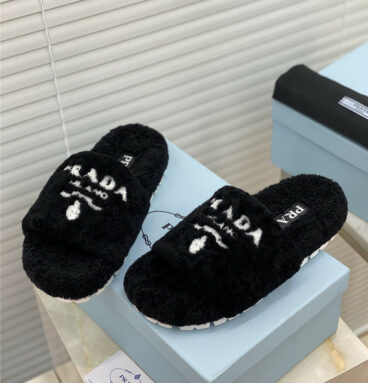 prada embroidered logo slippers