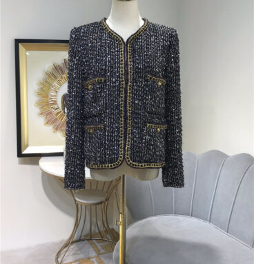 chanel tweed woven coat