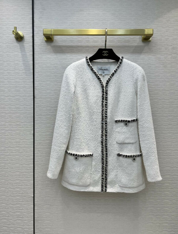 chanel white velvet coat