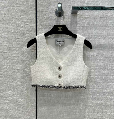 chanel white cropped vest