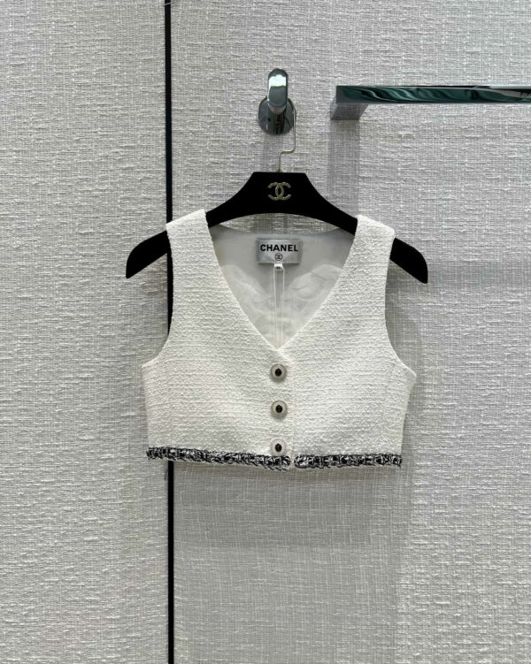 chanel white cropped vest
