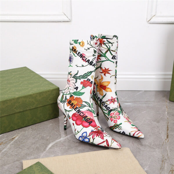 balenciaga floral print ankle boots