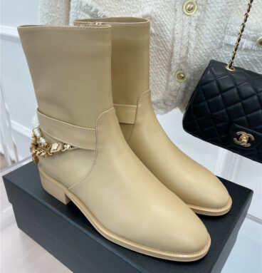 chanel classic jewel chain ankle boots