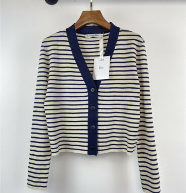dior V-neck striped knitted cardigan