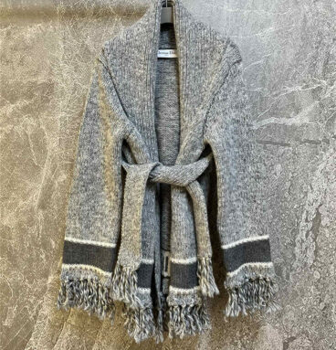 dior lace-up knitted cardigan coat