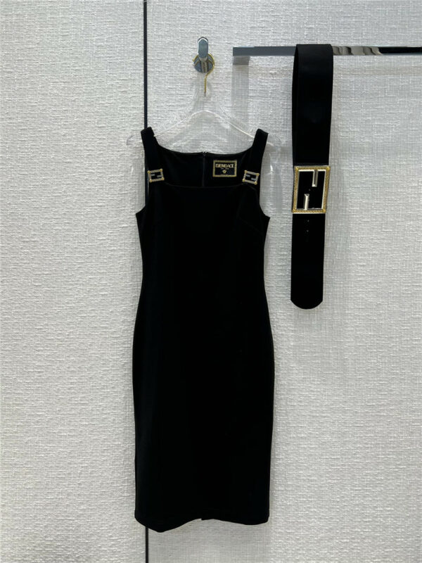 versace by fendi black slip dress