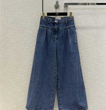 chanel logo high waist wide leg jeans