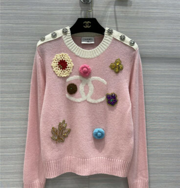 chanel classic logo CC cashmere sweater
