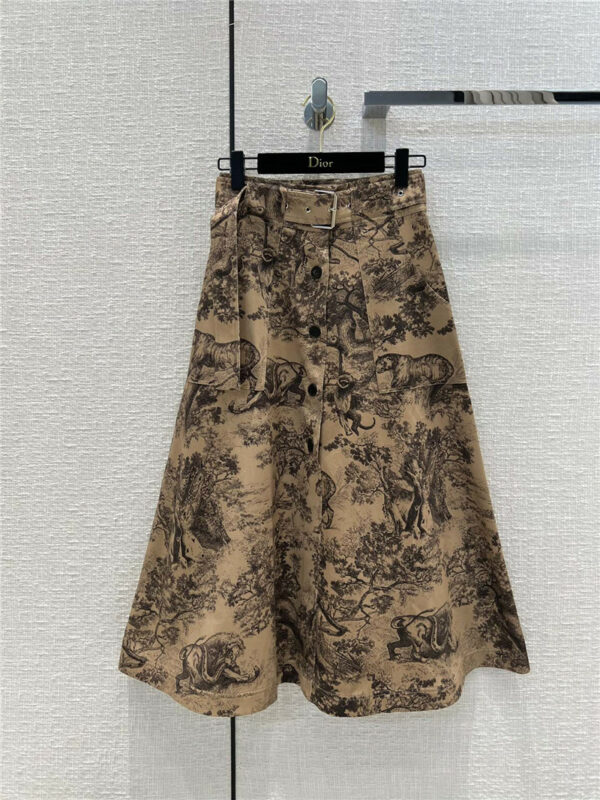 dior jouy tiger print skirt