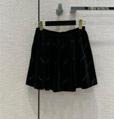 chanel logo embroidery velvet skirt