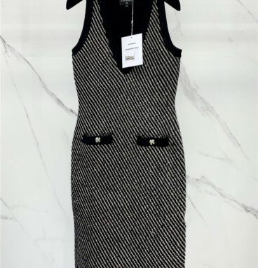 chanel double face jacquard knit sleeveless dress