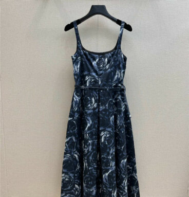 dior rose-print lace slip dress