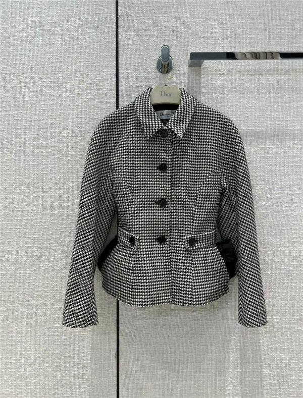dior houndstooth lapels single-breasted coat