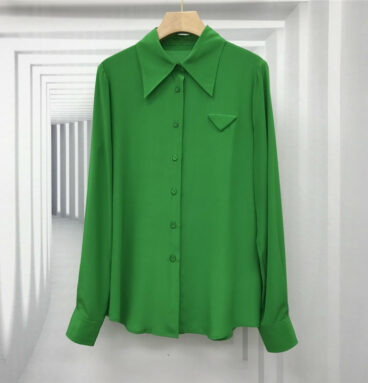 prada green silk shirt