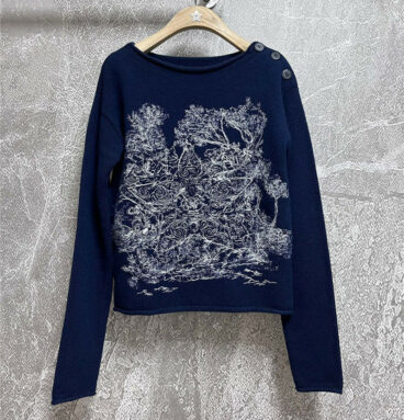 dior lucky star embroidered cashmere sweater