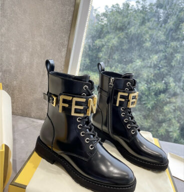 fendi logo martin boots womens
