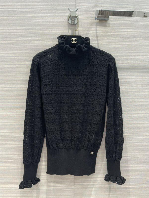 chanel logo knit turtleneck sweater