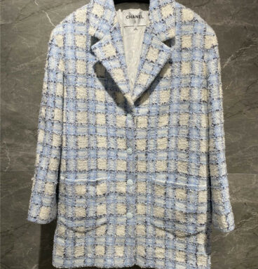 chanel blue plaid coat