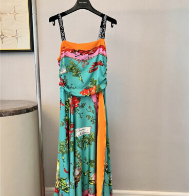Dolce & Gabbana d&g vegetable chili silk print dress