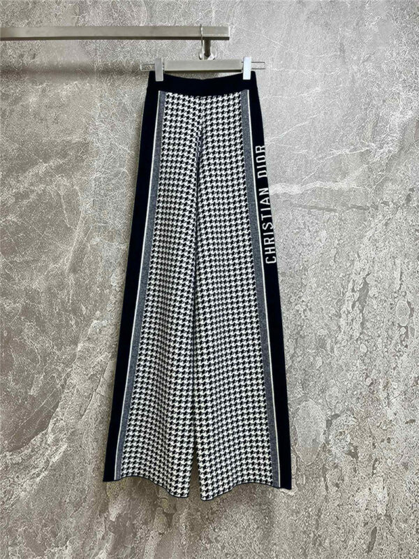 dior houndstooth knitted trousers