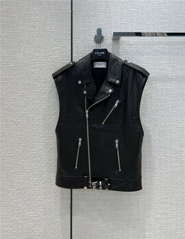 celine jacket motorcycle leather vest