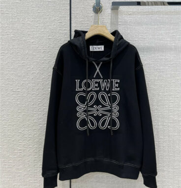 loewe logo embroidery drawstring hooded sweatshirt