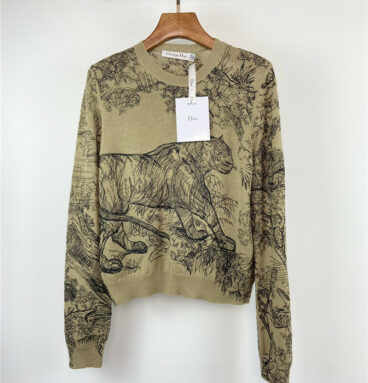 dior CD animal print embroidered sweater